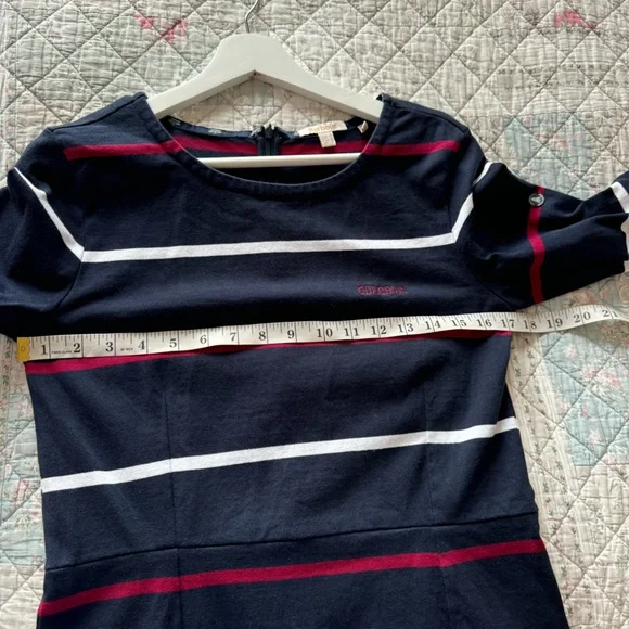 Barbour Oyster Striped Dress Blue Multi Size 6 Cotton - Picture 10 of 14